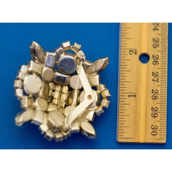 Vintage Large Diamond Gem Rhinestone Art Deco Statement Brooch - D39 - Picture 3 of 3